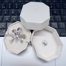 Swarovski Genuine Crystal Bow Ring Size 52 Silver Tone Boxẽd RRP: £175