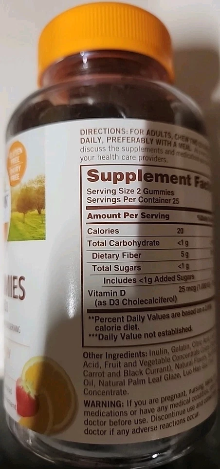 Gomitas Sundown Vitamina D3 NO TRANSGÉNICAS 50 mcg 2000 UI Suplemento 90 unidades caducidad 26/09 Foto 2 de 4