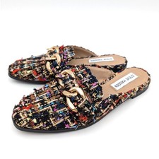 Steve Madden Cassady Fabric Loafer Mule Women's Black Red Multicolor Size US5M