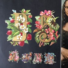 6 Chromos Lettres Chiffre Alphabet Ancien Gaufré Découpis XIXè Victorian Scrap