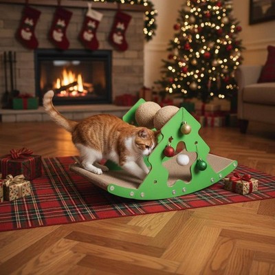 Christmas Tree Cat Scratcher Stable Structure Cat Scratching Rocker for Kittens