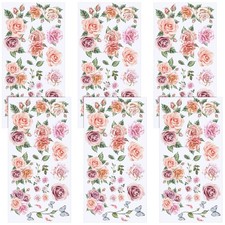 Eaasty 6 Sheets Flower Rub on Transfer Floral Rub on Transfers for Furniture ...