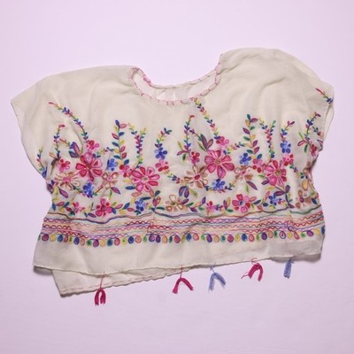 Handmade Embroidered Boho Crop Top Floral Cottagecore Festival Top