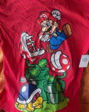 Super Mario Boys Red Graphic Print Cotton T-Shirt Crew Neck Short Sleeve Size L