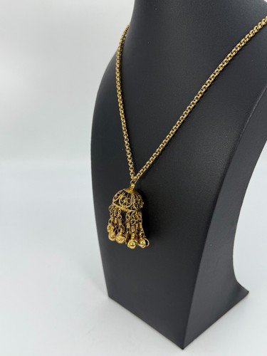 VTG Gold Tone Kuchi Style Pendant Tassel Necklace - Picture 2 of 5
