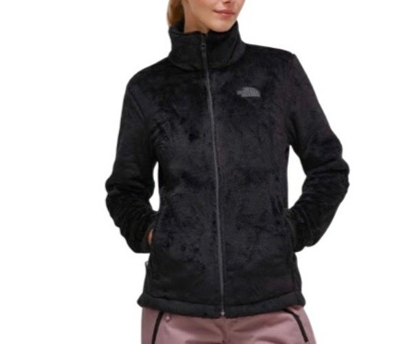 The North Face Women's Small Fuzzy Fleece Full Zip Jacket Black Mock Neck