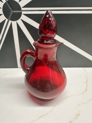 Avon Ruby Red Perfume Bottle Strawberry Stopper 1970 Empty 5''