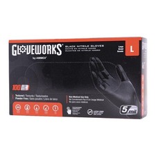 GLOVEWORKS Black Nitrile Gloves 5mil L , 100 Count