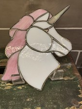 Vtg Pink Haired Unicorn Iridescent Horn Hanging Suncatcher
