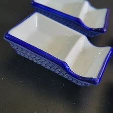 Pier 1 Porcelain Japanese Small Blue Wasabi Soy Sauce Dipping Dishes Blue Set 4