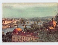 Postcard Panoramic View Bridges over the Vltava River in Prague Czech Republic