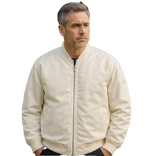 American Rag Medium Off-White CIE Nylon Bomber Jacket Zip Pocket Lined Unisex