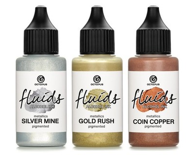 3x 30ml Alcohol Ink Set  GOLD SILBER KUPFER Alkohol Ink für Fluid Art und Resin