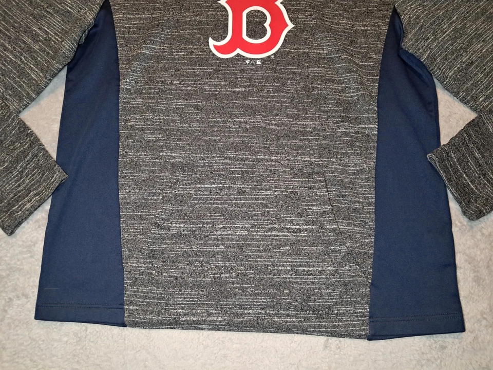 Sudadera con Capucha Fanatics Boston Red Sox MLB Gris/Azul Marino Para Hombre Grande Foto 2 de 4