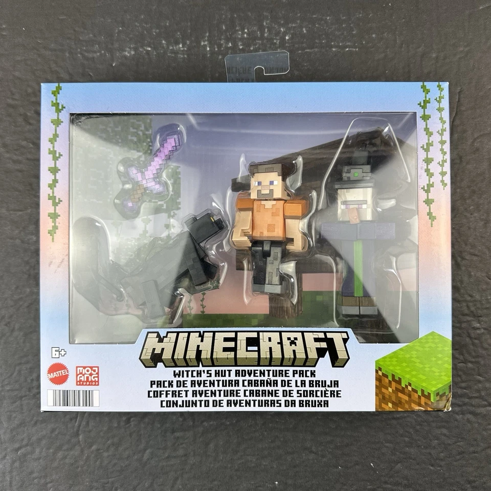 Minecraft Witch's Hut Adventure Pack - Стив, Ведьма, Черный Кот - Mattel - Новый - Изображение 2 из 4