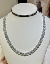 Natural Diamond Necklace Approx. 30 CT 14K White Gold 20  8.5mm 62.7G