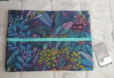 Dreamer Large Makeup Junkie Bag Embroidered Blue Purple Green Flowers Leaves