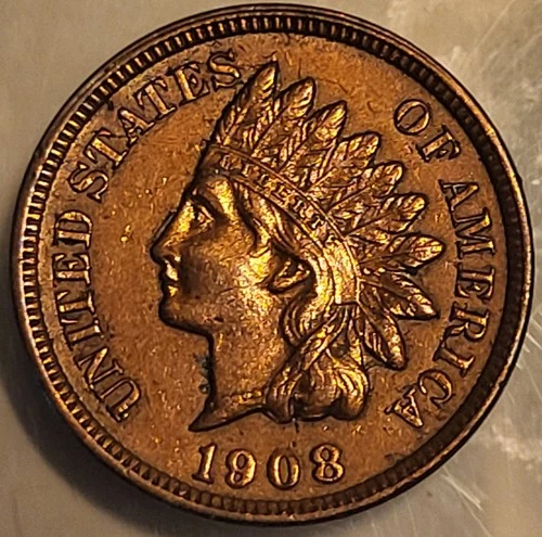 1908 RD Indian Head Cent Penny! Uncirculated Red Coin! Beautiful Diamonds