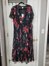 A NEW DAY From Target Women's Sz XL Black Floral Short Sleeve Dress NWT