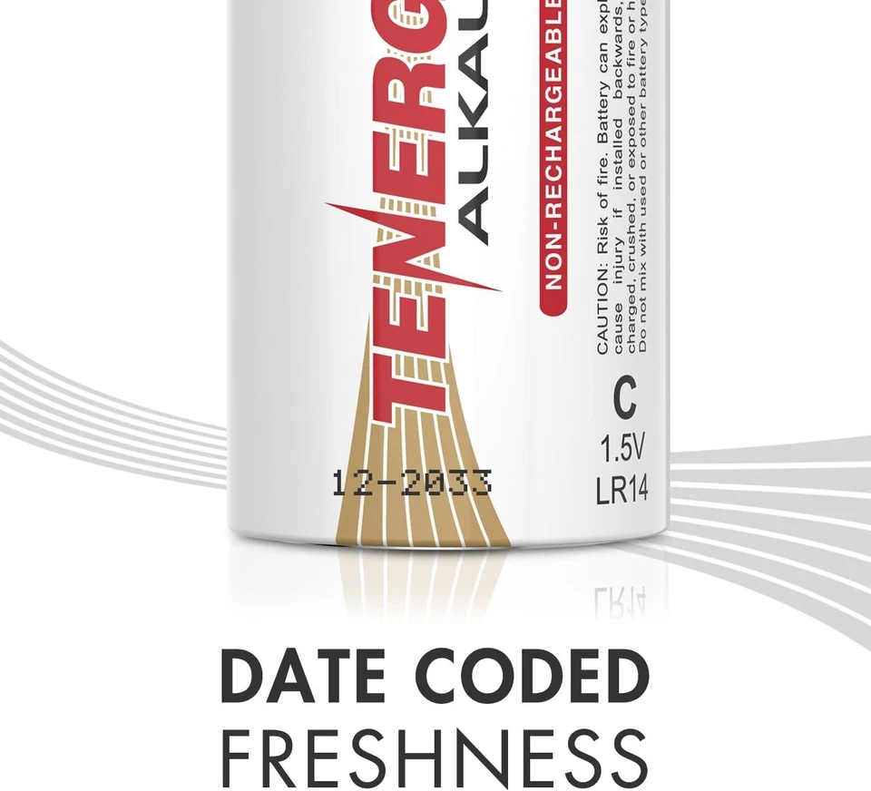 Batería Alcalina Tenergy 1.5V C LR14, Alto Rendimiento C 12 Unidades (Pack de 1)  Foto 4 de 4