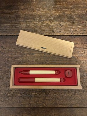 Lamy Fountain Pen, Mechanical Pencil, and Sharpener ABC Set in Wood Box Red