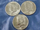 Lot of 3- 1964 p John F Kennedy Silver Half Dollars 90% Uncirculated  #AS39