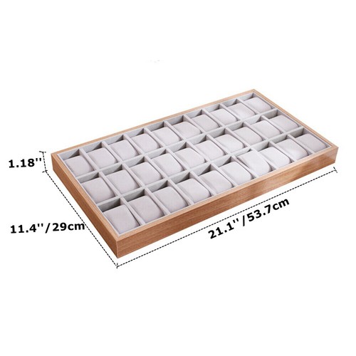 30 Slot Men Watch Box Show Tray Wooden Display Case Organizer Jewelry Storage - Picture 2 of 10