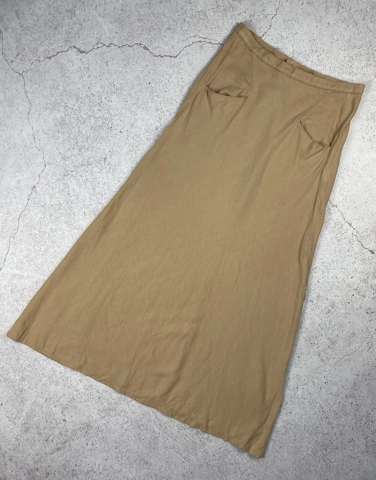 Transit Par Such Womens Linen Knit Beige Long Midi Skirt Size S / M