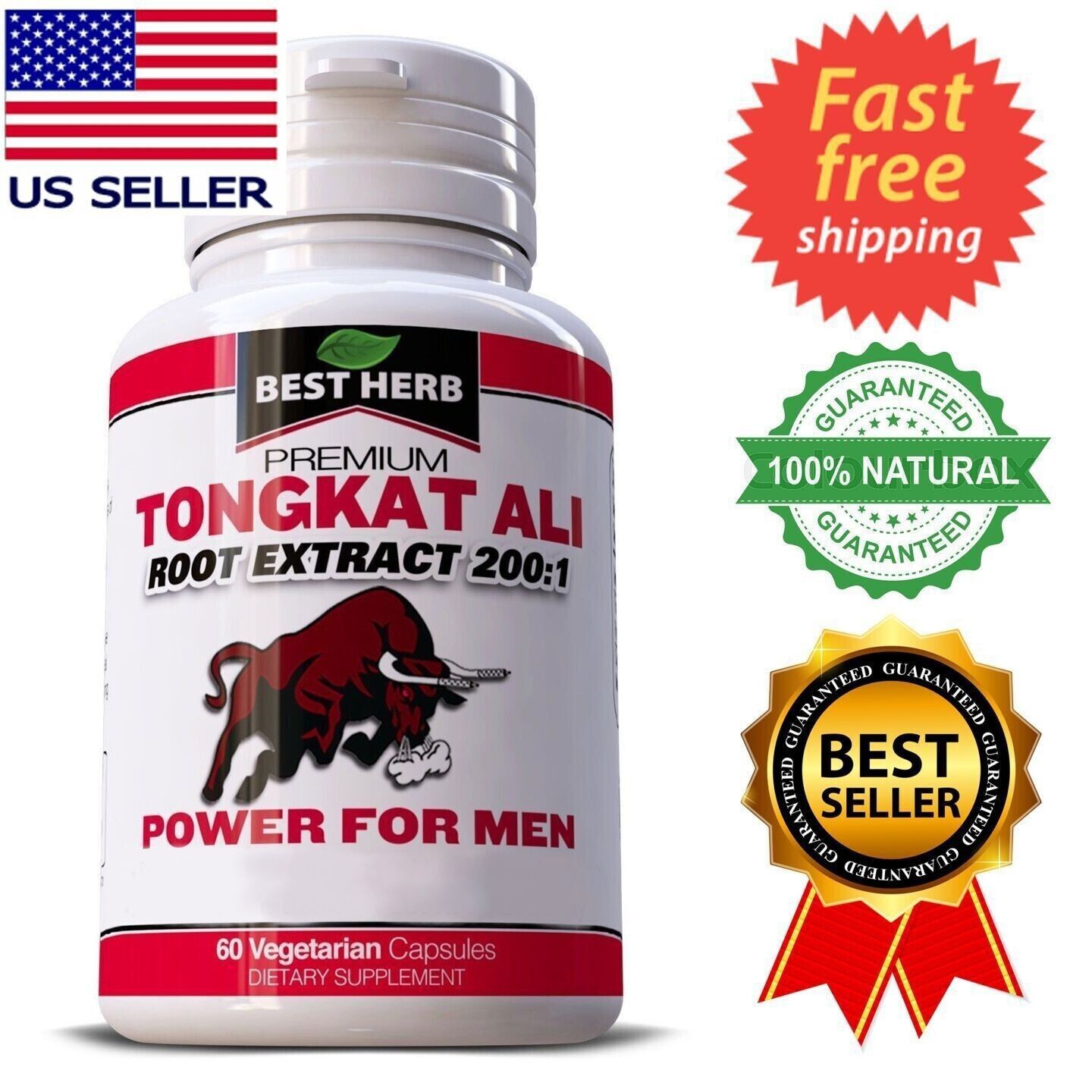 Tongkat Al LONGJACK PASAK BUMI GRADE A ROOT EXTRACT SUPPLEMENT 200:1 60 capsules