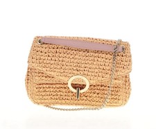 Sandro Yza Bag Raffia Wicker Woven Straw Beige Tan Leather Shoulder Strap $425