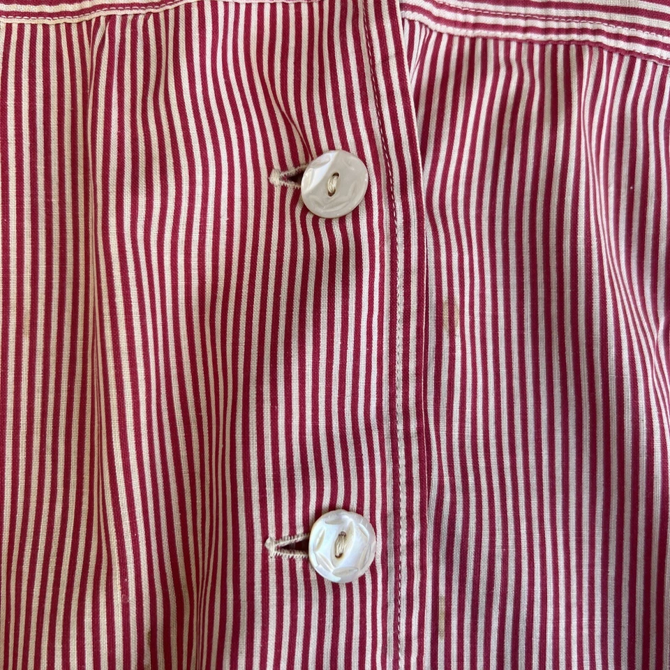 Blusa de algodón a rayas rojas y blancas vintage de los años 30 ropa deportiva mop bolsillo vestido top Foto 4 de 4