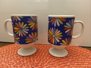 Set Of 2 Vintage Japanese Flower Mugs
