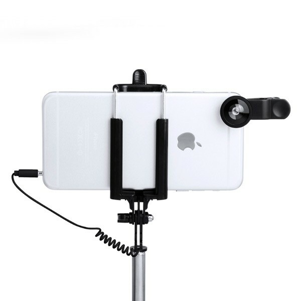 Perche selfie noire et pack 5 pièces contre les tremblements de smartphone