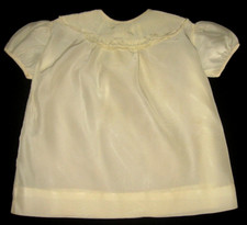 VTG 30s-40s Off-White Infant Dress Scalloped  Lace Trim Neck Christening
