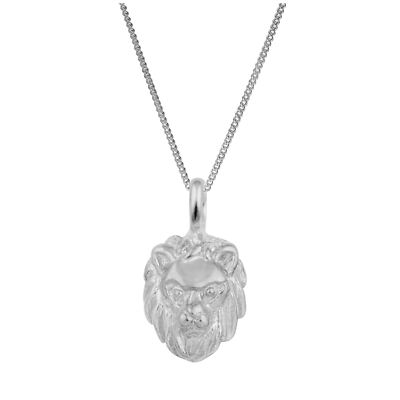 Kleine 3D Sterlingsilber Löwenkopf Halskette 14 - 32 Zoll