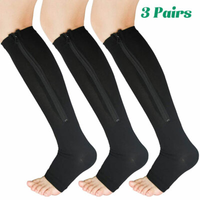 Medias Calcetines De Compresion Para Hombres Y Mujeres Con Cremallera 20-30 Mmhg