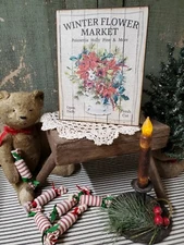 VICTORIAN ANTIQUE VINTAGE FARM HOME STYLE CHRISTMAS FLOWER MARKET CANVAS SIGN 