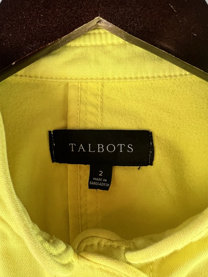Chaqueta Talbots Mujer 4 Amarilla Elastizada Denim Estilo Militar Informal Foto 3 de 4
