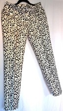 DOLCE & GABBANA BLACK/WHITE FLORAL SILK PANTS FRONT PACKETS SIZE 40 1803KO