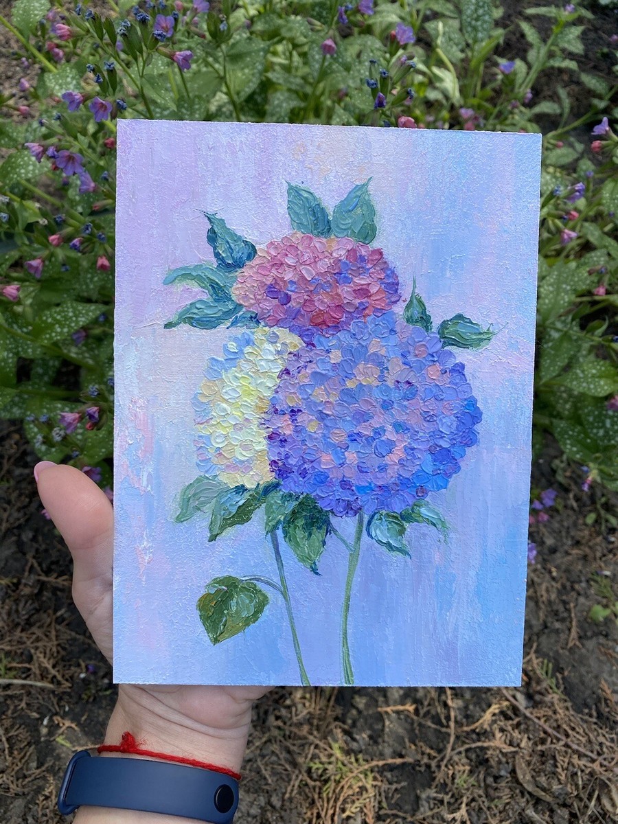 Original oil Painting Hydrangea Artwork Floral Hydrangea Painting