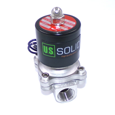 U.S. Solid 12VDC Coil 1/2''NPT Stainless Steel Solenoid Valve USS2-00069