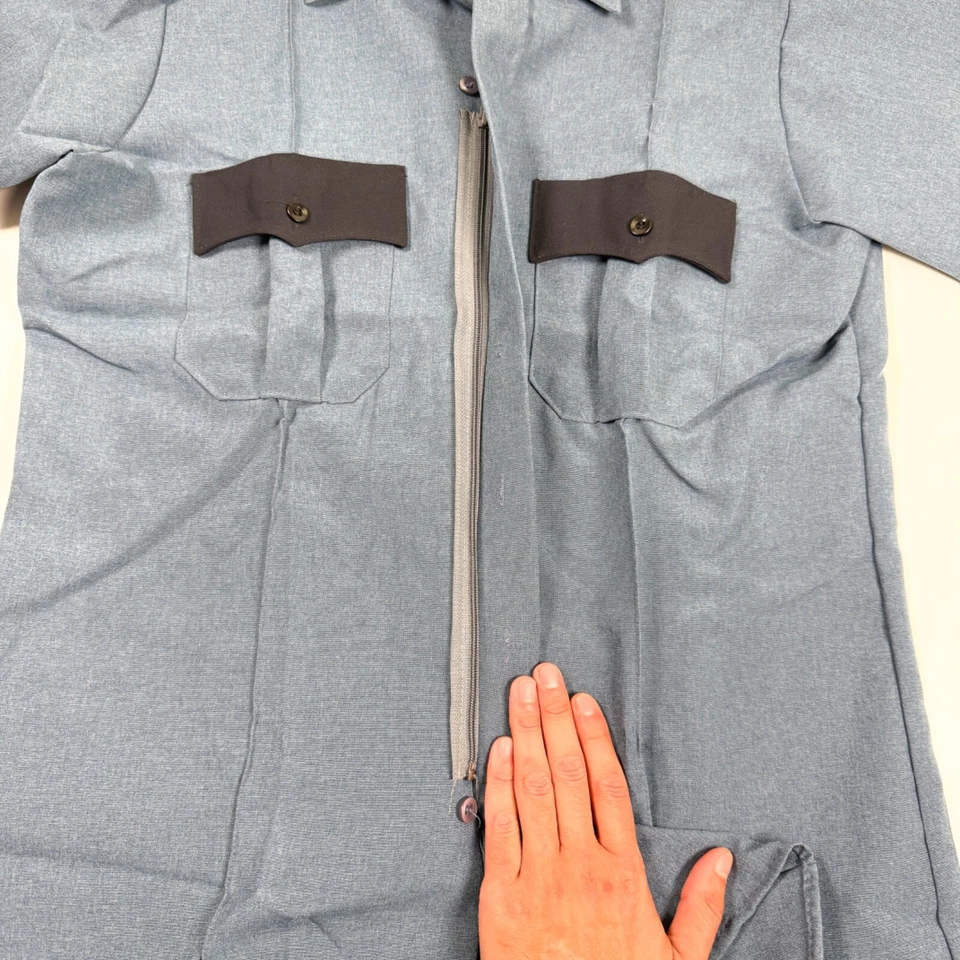 Vintage Clifton Blue Uniform Button Up Shirt Short Sleeve Large 16 Cop Security - Image 3 of 4