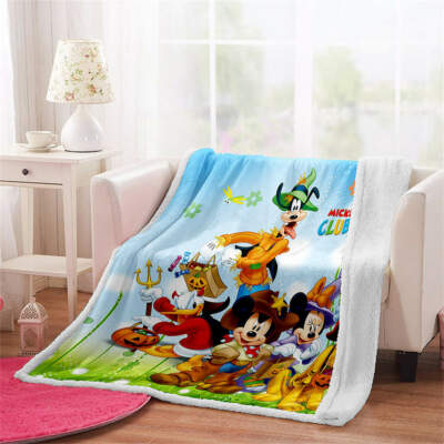 Mickey Mouse Partner Are Happy 3D Warm Plush Fleece Blanket Picnic