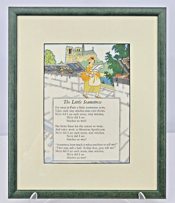 The Little Seamstress Framed Art Print w/ Poem, Portside Gallery, 13'' H x 10.7''