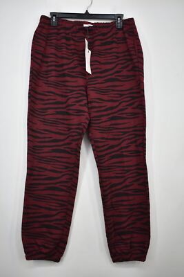 Socialite Womens Burgundy Tiger Print Cozy Lounge Jogger Pants