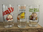 3 VTG Ziggy Drinking Glasses Pizza Inn 1979 Coca Cola Coke Universal Press 6”