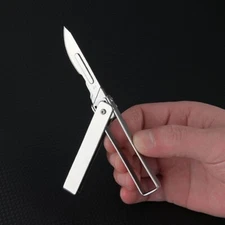 EDC Stainless Steel Keychain Folding Utility Knife Paper Cutter Outdoor Tools