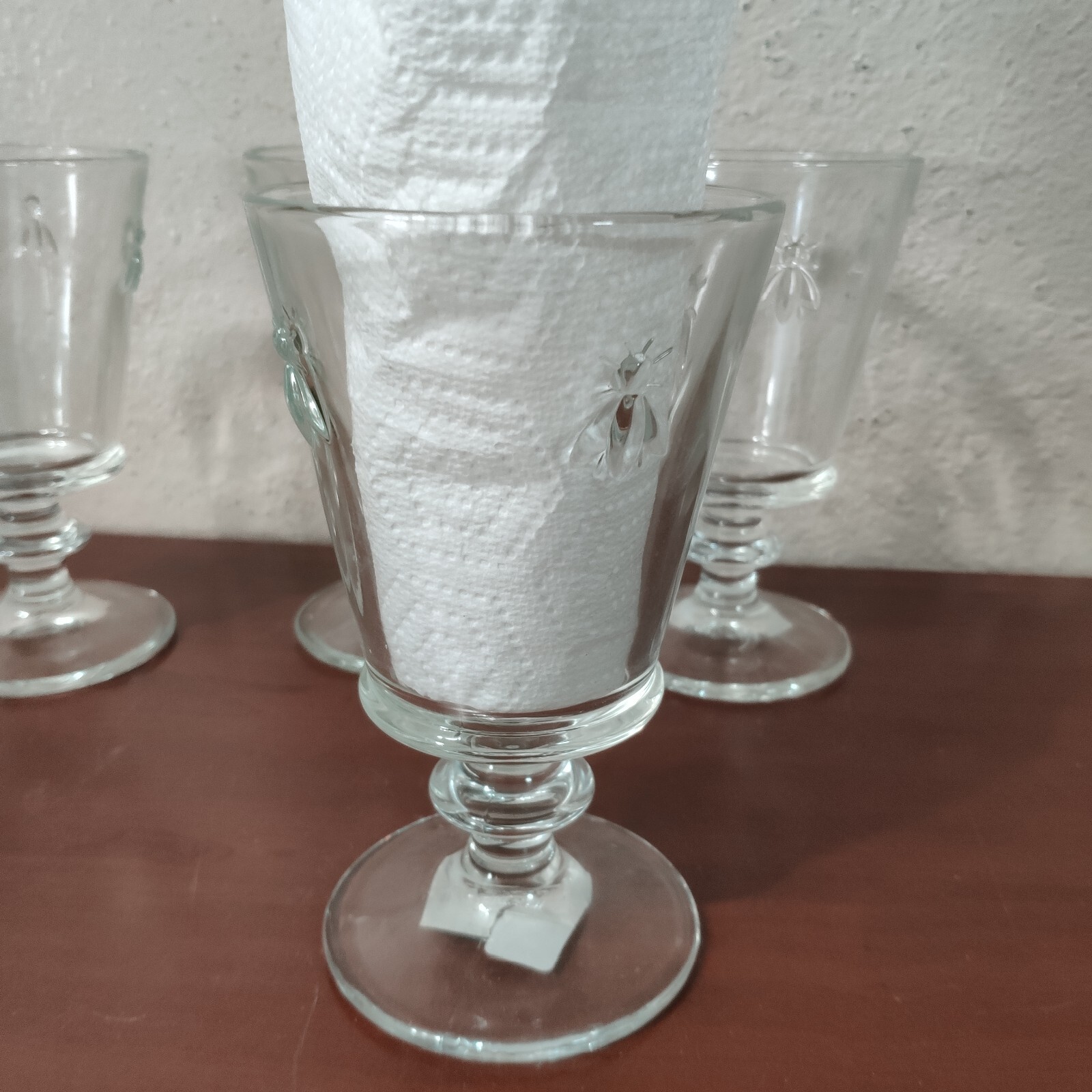 Set of 4 La Rochère  Paris Musees Napoleon Bee stemmed Wine/Water/Goblets J308