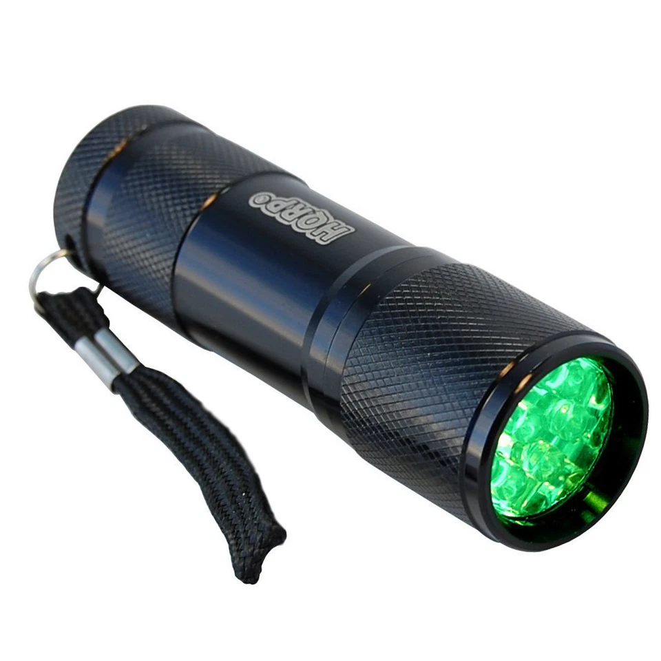 Vert Léger 9 LED Poche Aluminium Lampe Torche pour Nuit Marche Chasse Pêche - Photo 1/3