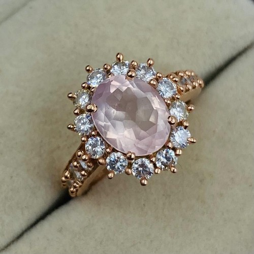 Bracelet Tennis En Argent Sterling 925 Plaqué Or Rose - Saphir Naturel - Bijou Précieux
